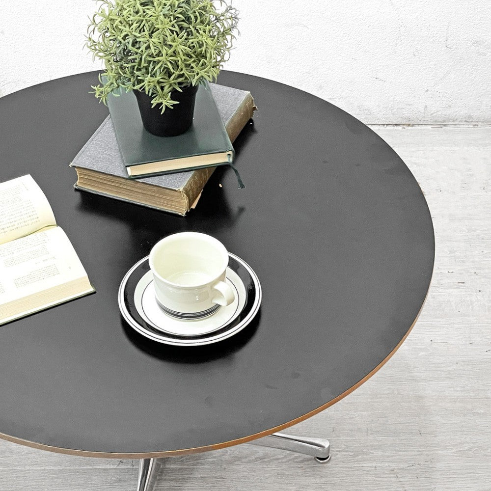 ハーマンミラー Herman Miller ペデスタルテーブル Nelson Pedestal Table コーヒーテーブル ローテーブル ブラック天板 Φ72cm ジョージ・ネルソン ミッドセンチュリー ●