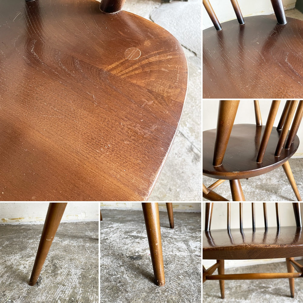 アーコール Ercol ゴールドスミス ダイニングチェア アームチェア コロニアル ハイバック エルム材 ダークブラウン UKビンテージ 英国 ■