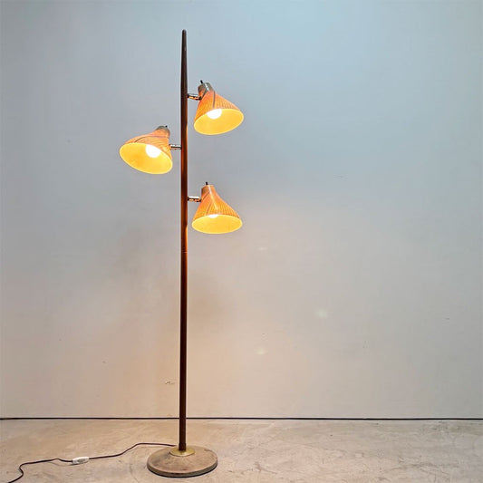 USビンテージ Vintage 3灯 フロアライト フロアスタンド FRPシェード 角度調整可 ミッドセンチュリーデザイン  ●