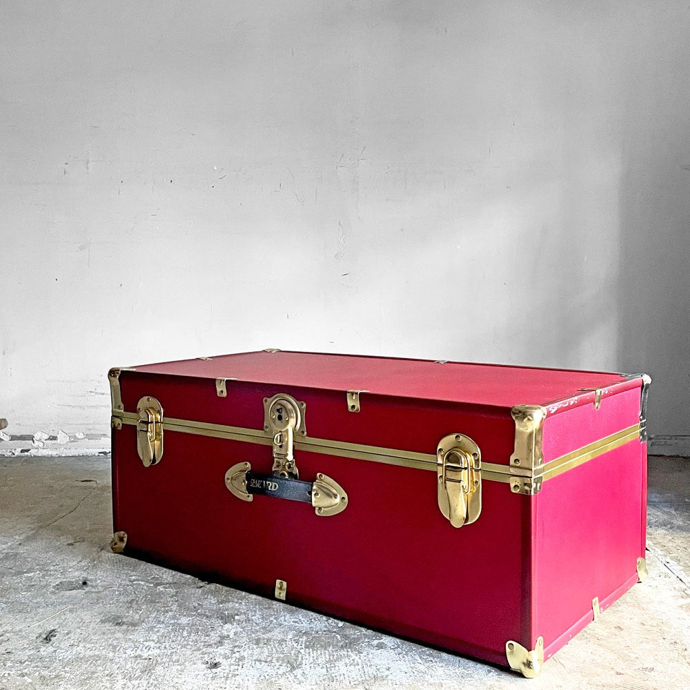 スワード トランク Seward Trunk トランクボックス ビニールレザー レッド ゴールド 鍵付き 収納 アメリカ ■