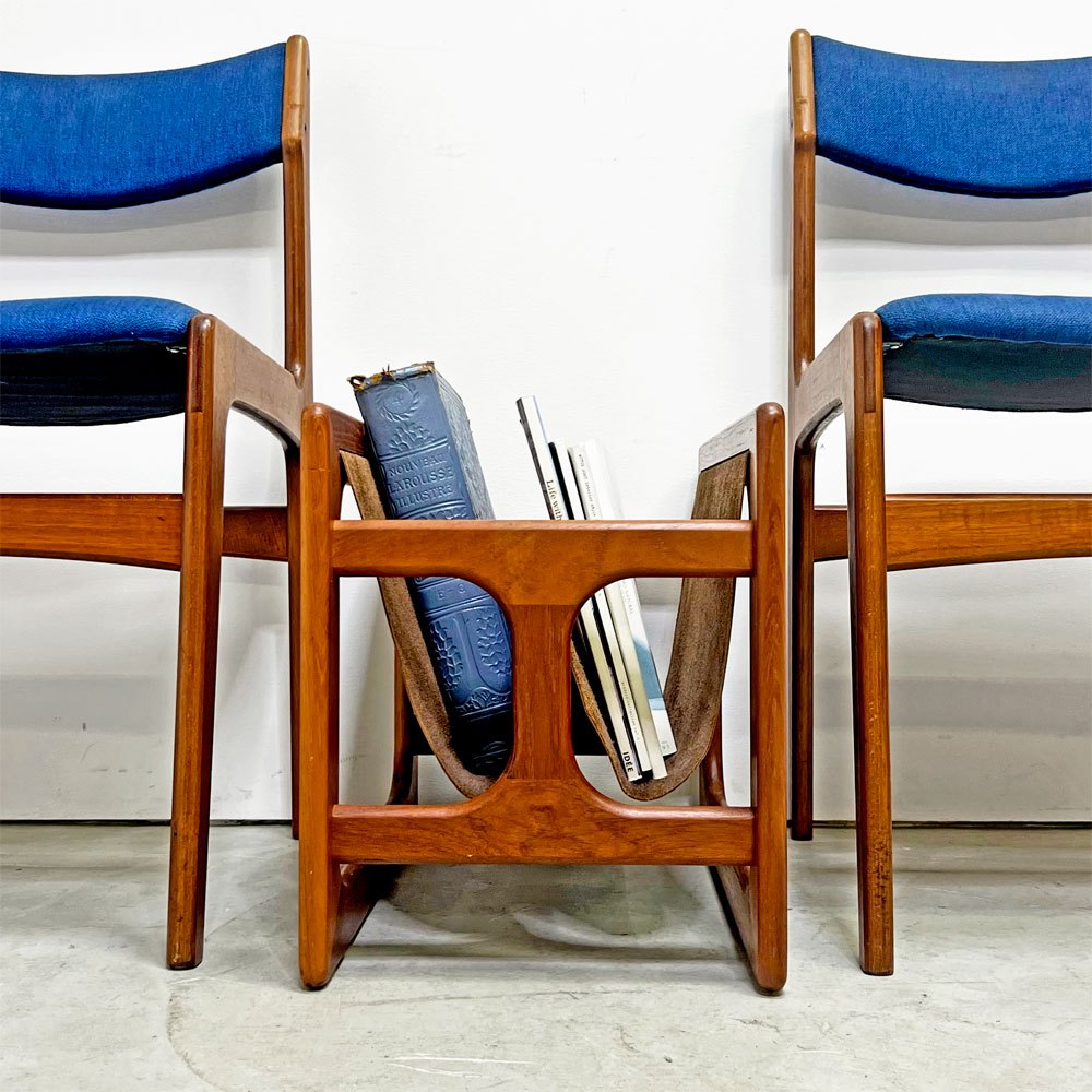サリンモブラー Salin Mobler マガジンラック チーク材×レザー Aksel Kjersgaard デンマーク ビンテージ Vintage ●
