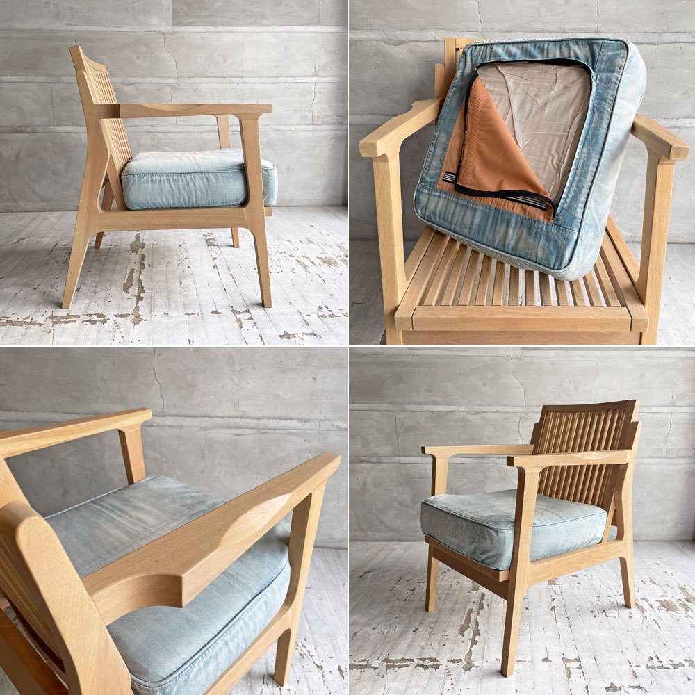 ダブルティー WTW アペルト チェア APERTO CHAIR NT アームチェア ラウンジチェア 1Pソファ アッシュ材 デニム地 西海岸 ウエストコースト ♪