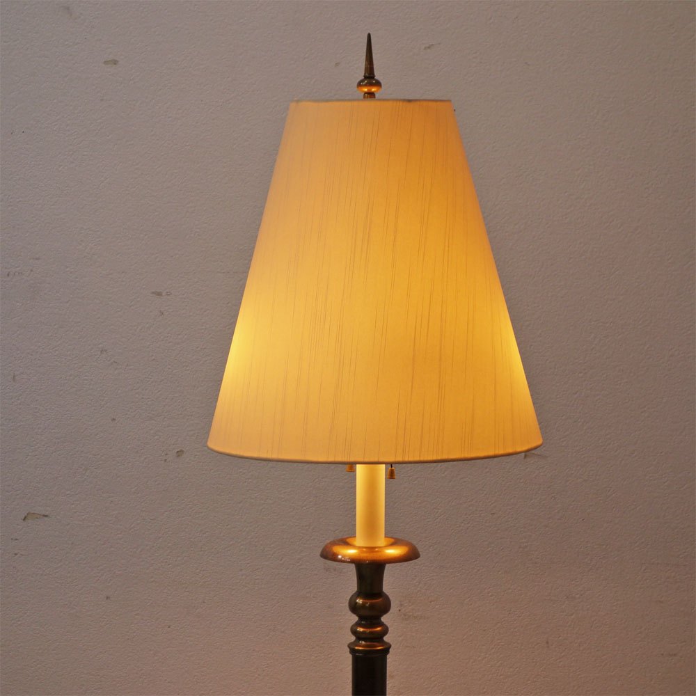 山菊工芸 フロアランプ フロアスタンド 真鍮ポール × ファブリックシェード 2灯 ビンテージスタイル ●