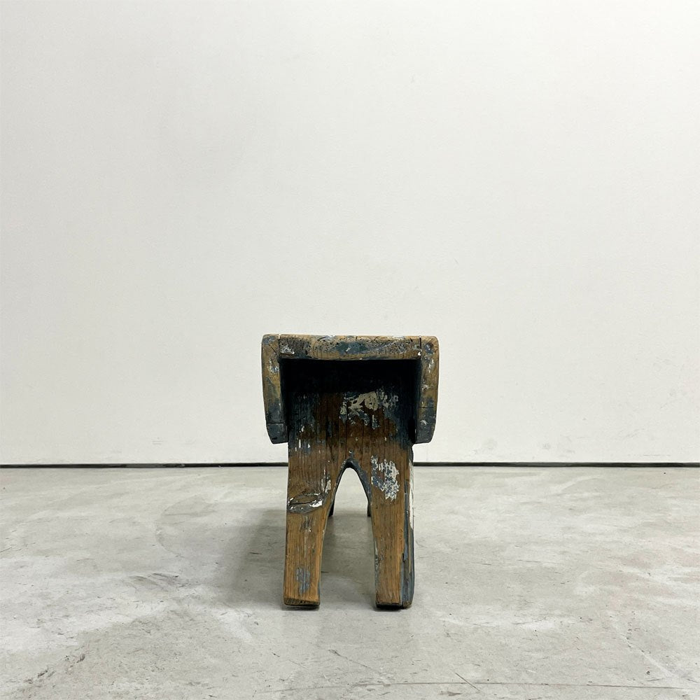 UKビンテージ UK Vintage ミルキングスツール ウッドスツール パイン材 ペインテッド ブルー シャビーシック ●