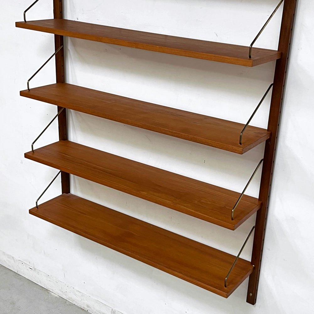 カド CADO ロイヤルシステム ROYAL SYSTEM ウォールユニット システムシェルフ 支柱2本 棚板6枚 チーク材 ポール・カドヴィウス Poul Cadovius デンマークビンテージ ●