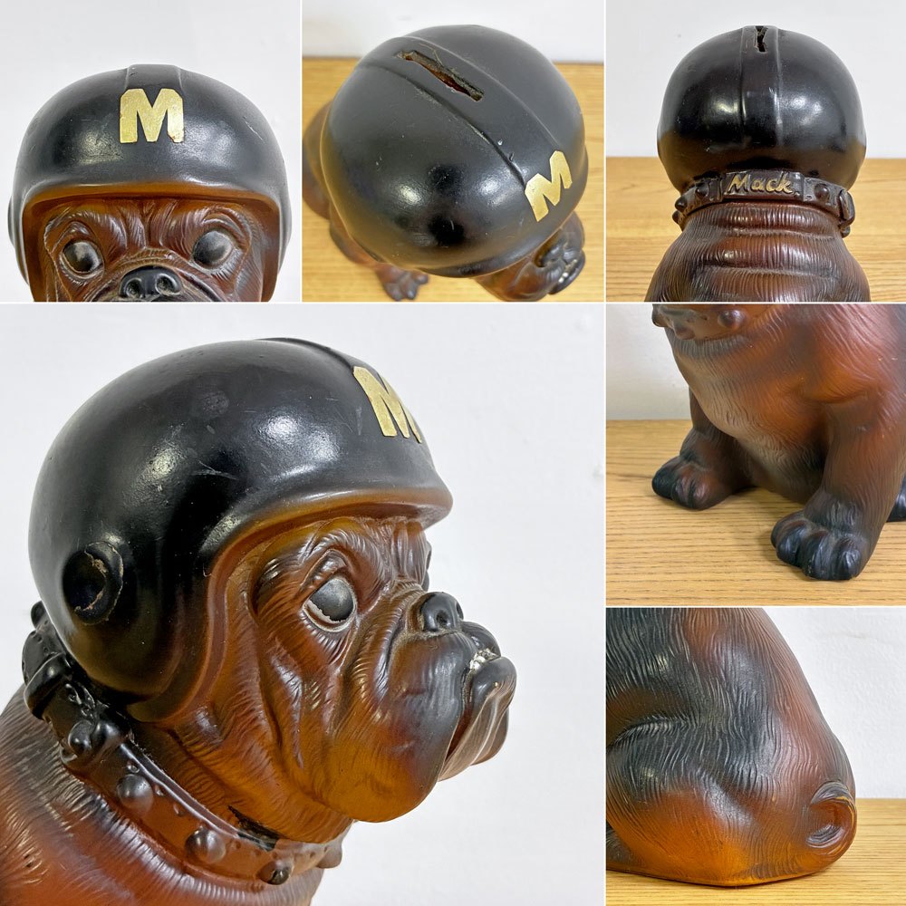マックトラックス Mack Trucks ヘルメット ブルドッグ コインバンク 貯金箱 USビンテージ ●