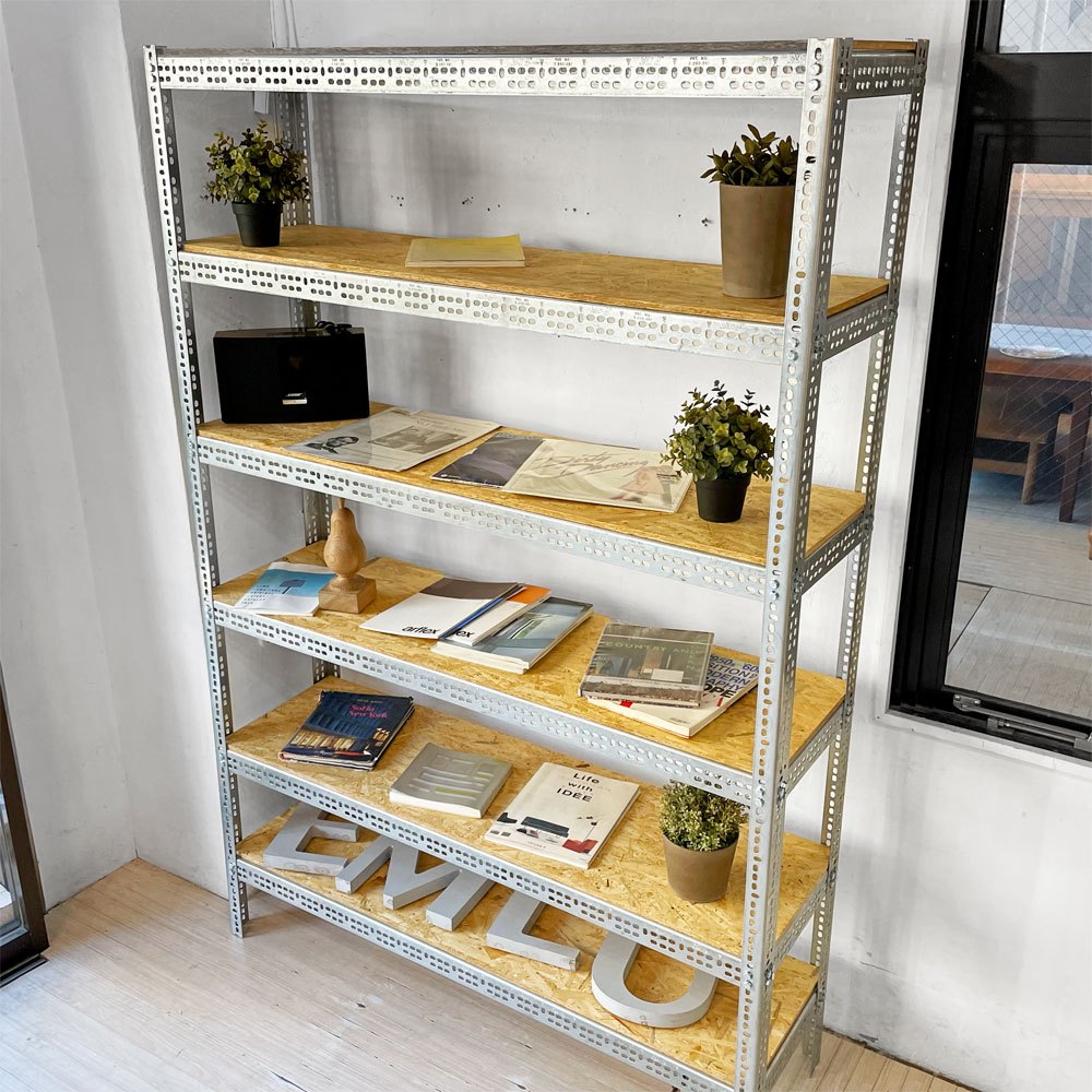 リオン LYON アングルシェルフ SLOTTED ANGLE SHELF オープンシェルフ 6段 インダストリアル P.F.S取扱い セミオーダーサイズ ★