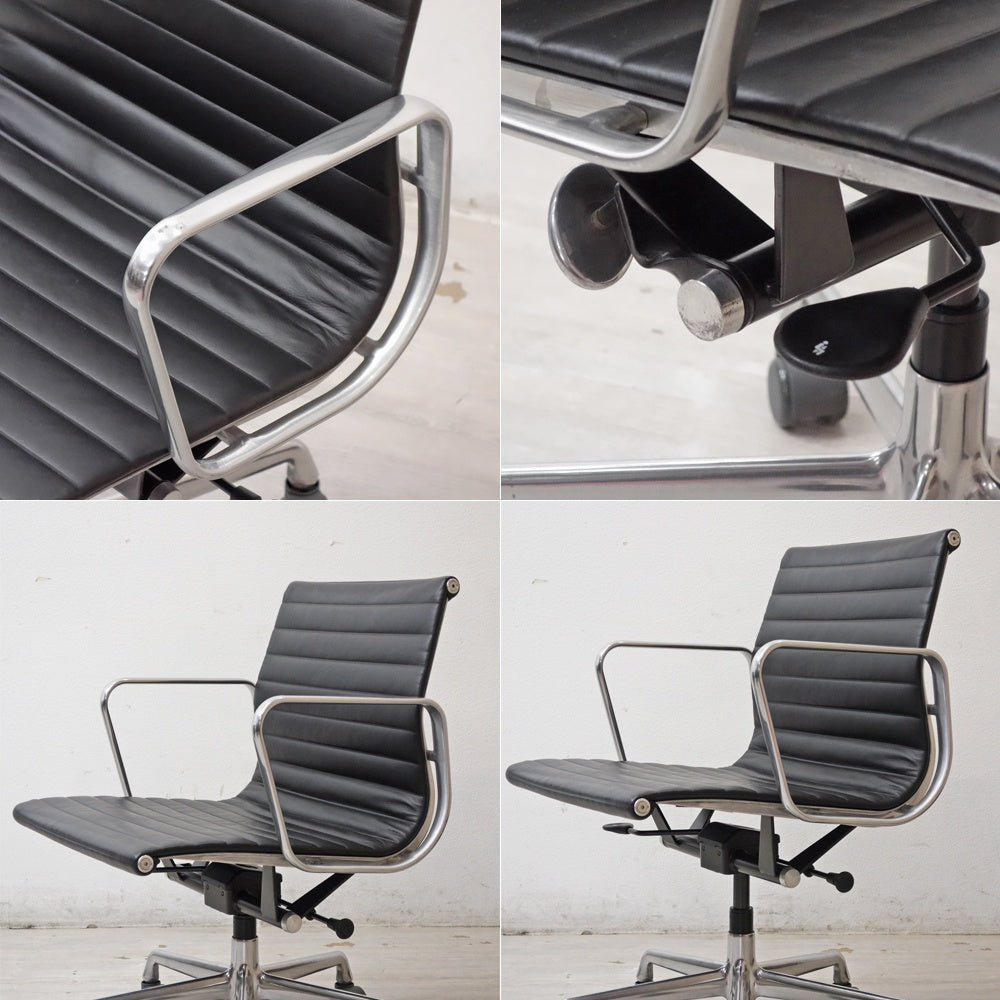 ハーマンミラー Herman Miller イームズアルミナムグループチェア マネージメントチェア アルミバフベース ガス圧昇降仕様 5本脚 キャスタータイプ 本革 イームズ E ●