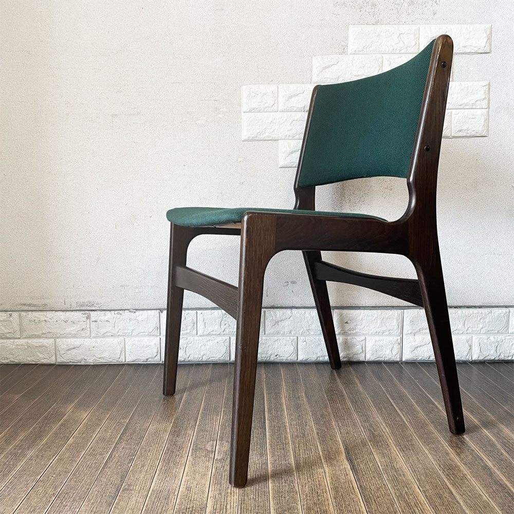 Anderstrup Mobelfabrik ダイニングチェア Model 89 オーク材 ファブリック グリーン系 座面張替済 エリック・バック デンマーク 北欧ビンテージ ◎