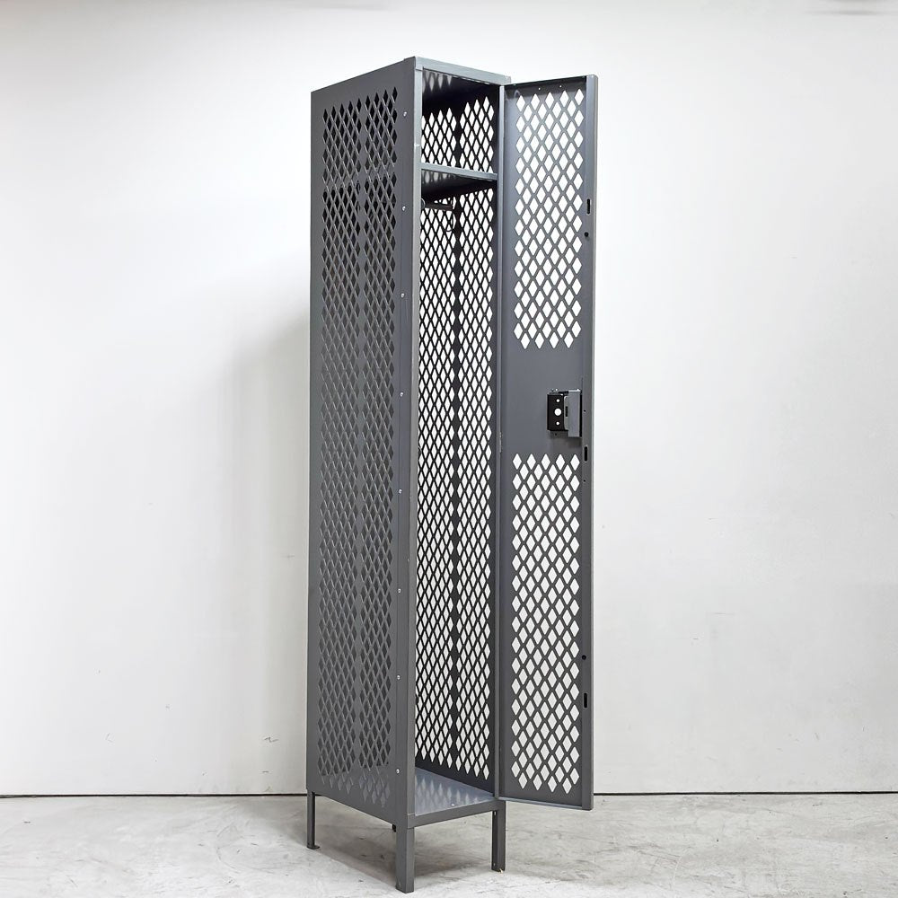 ULINE社 Ventilated Single Tier Lockers スチール製メッシュ ロッカー ティアロッカー 1人用 US ガレージ インダストリアルデザイン D ●