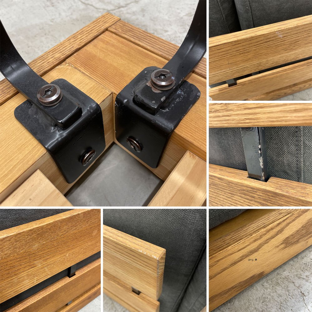 モモナチュラル Momo Natural エヌ・ボックス ソファ 3P ＋ オットマン N.BOX SOFA 3P + OTTOMAN L オーク材 旧型 ウッドベースタイプ 参考合計価格26万円～ 〓