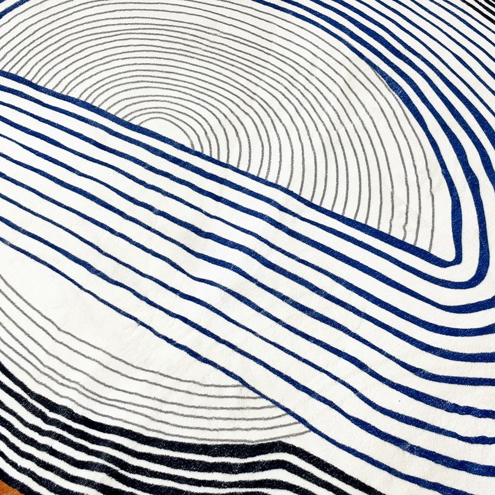 アートラグ Art Rug ラグマット カーペット モノクローム 変形デザイン アシメトリー モダンデザイン W200cm ●