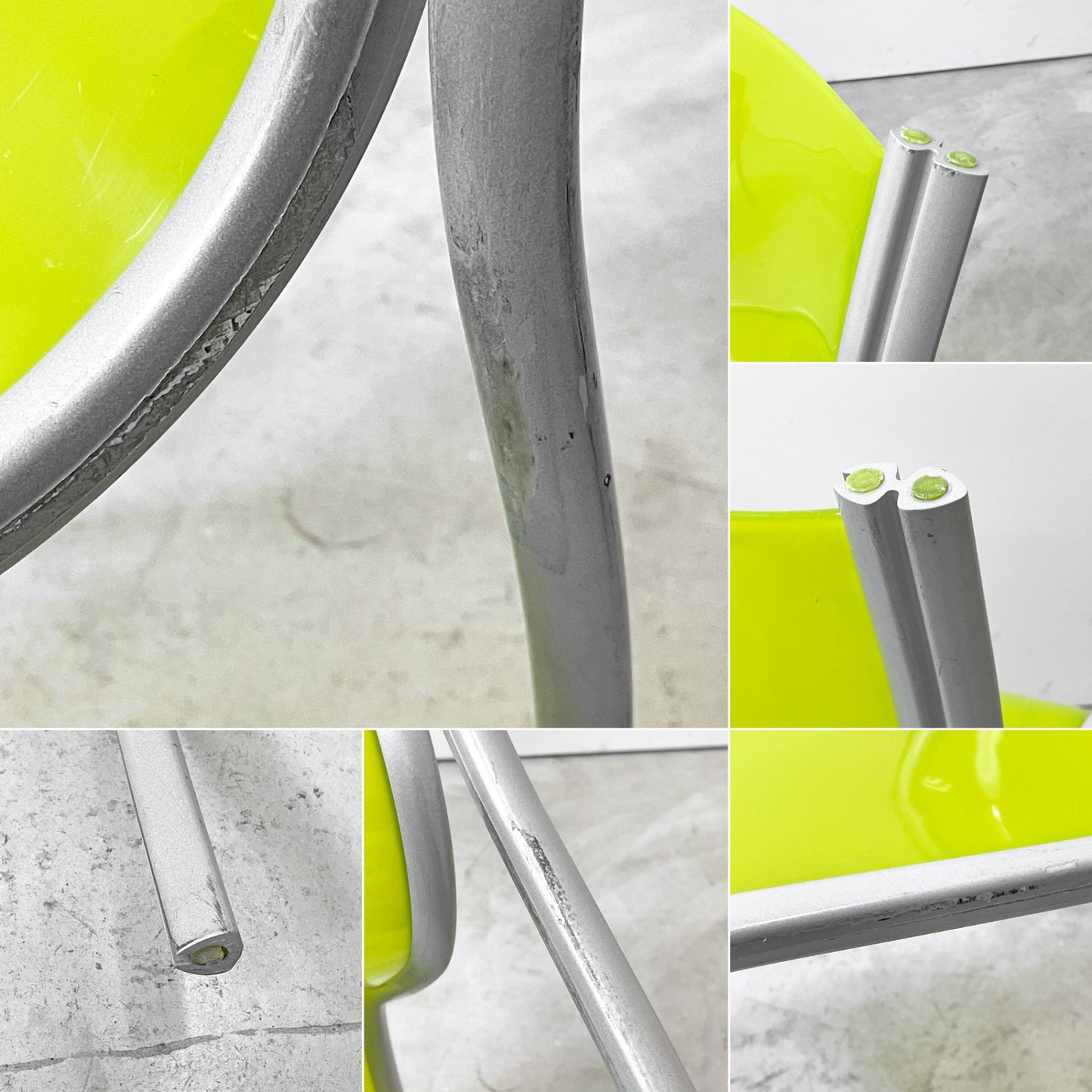 カルテル Kartell FPE chair スタッキングチェア ダイニングチェア アルミ ポリプロピレン グリーン ロンアラッド イタリアモダン 廃番 D ●