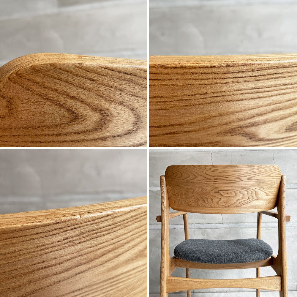 モモナチュラル MOMO Natural ジル アーム JILL ARM ダイニングチェア タモ材 ファブリック 定価￥28,000- A ♪