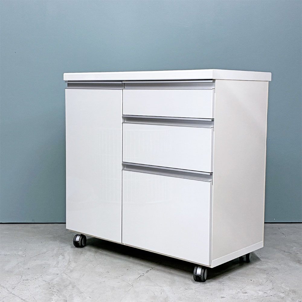 パモウナ Pamouna キッチンカウンター チェスト 食器棚 W90cm ソフトクローズ シンプルモダン IDC大塚家具取り扱い ◎