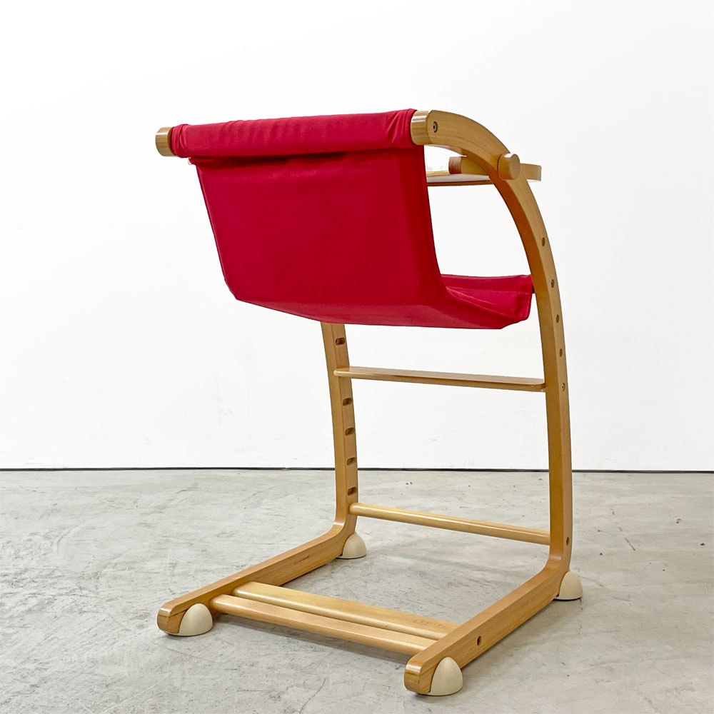 ファルスカ farska スクロールチェアプラス SCROLL CHAIR PLUS ベビーチェア ロッキングホース レッド×ナチュラル ベルト クッション ●