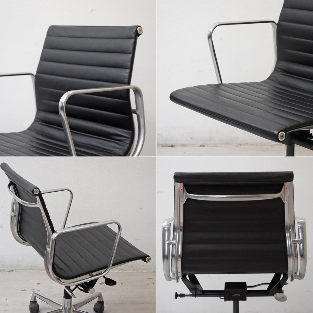 ハーマンミラー Herman Miller イームズアルミナムグループチェア マネージメントチェア アルミバフベース ガス圧昇降仕様 5本脚 キャスタータイプ 本革 イームズ F ●