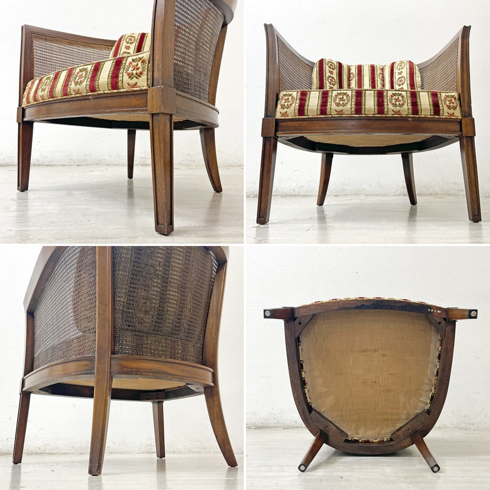 ドレクセルヘリテイジ DREXEL HERITAGE トライユン TRIUNE アップホルスタリーチェア UPHOLSTERY CHAIR ラタン張り USビンテージ A ●