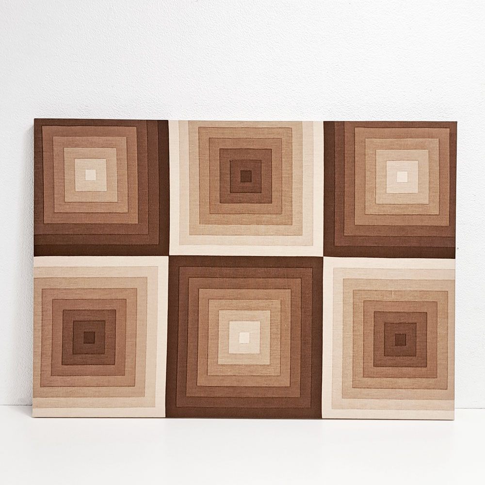 ヴェルナー・パントン Verner Panton ミラ エックス MIRA-X Mira-Spectrum スクエア SQUARE 103×73cm ブラウン系 コットン ビンテージ ファブリックパネル 希少 ●