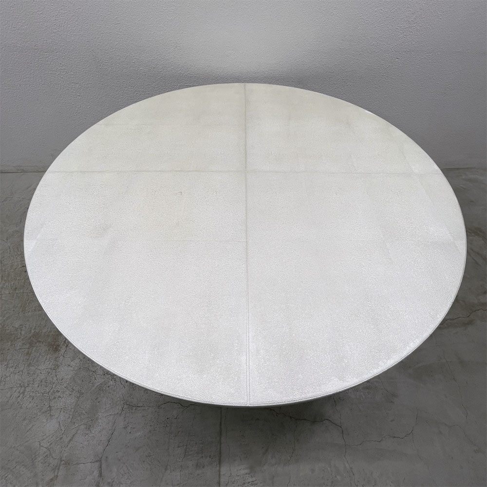 フェンディ・カーサ FENDI CASA ベルニーニ Bernini ラウンドダイニングテーブル 牛革リザード型押し パールホワイト 参考価格 約80-120万の品 〓