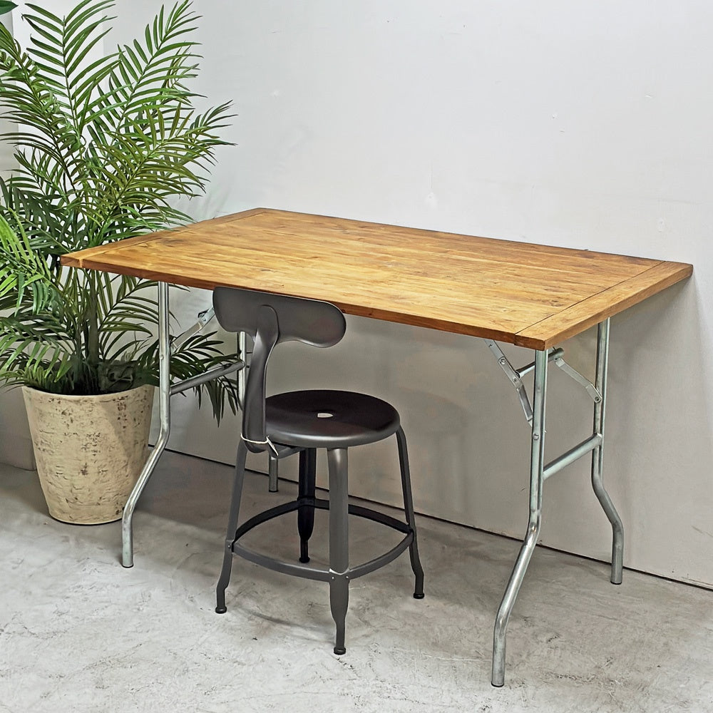 ワークテーブル エブコ EBCO ウィッシュボーンレッグ WISHBONE LEGS + 木製天板 折り畳みテーブル  W120.5cm US 作業台 PFS取扱 インダストリアル ●
