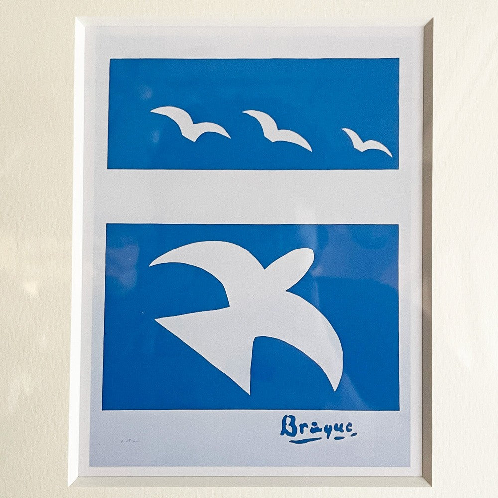 ジョルジュ ブラック Georges Braque 鳥 ポスター 額装品 アートフレーム 27×27cm ナチュラル  ■