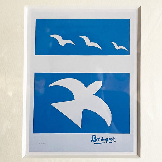 ジョルジュ ブラック Georges Braque 鳥 ポスター 額装品 アートフレーム 27×27cm ナチュラル  ■
