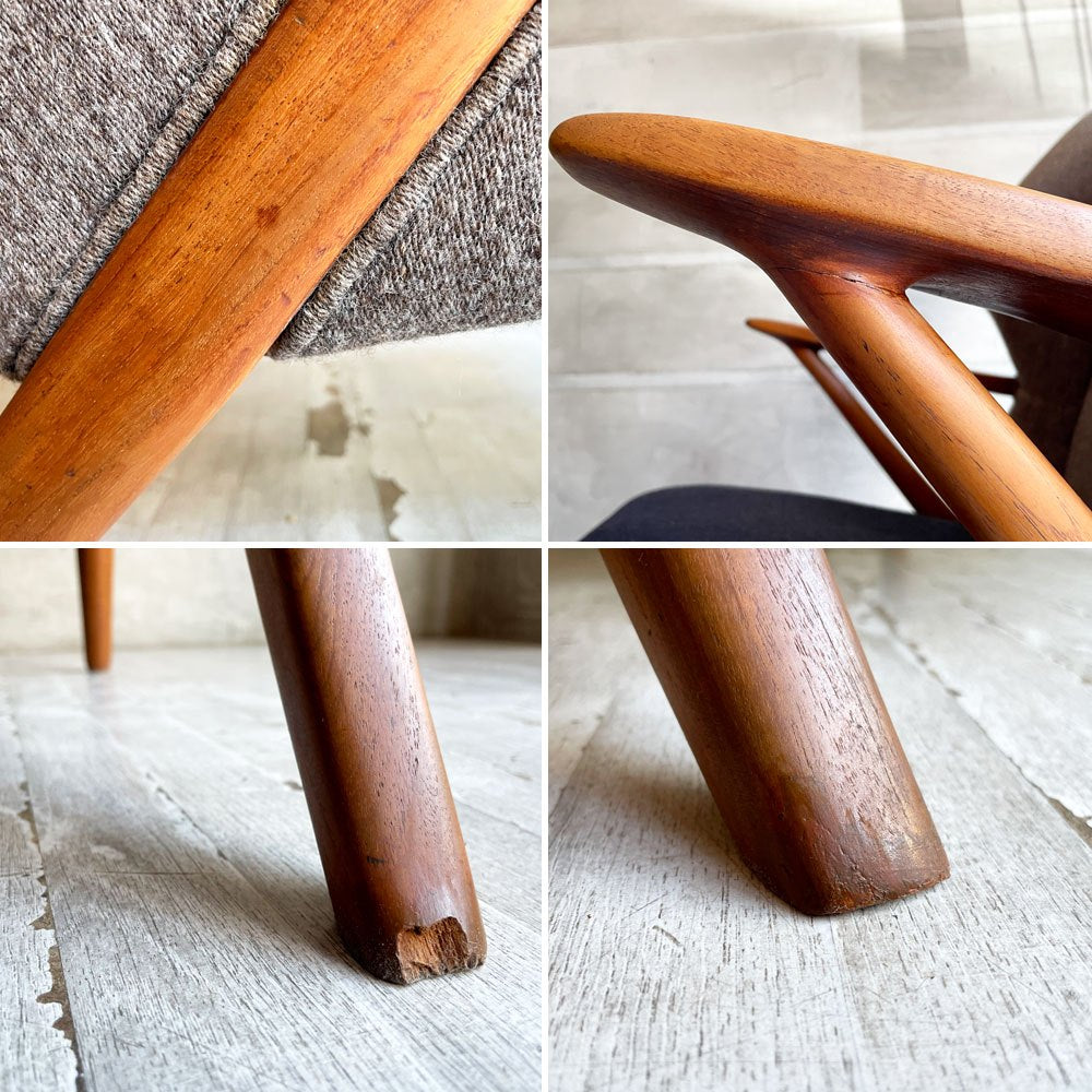 Slagelse Møbelværk カート オルセン Kurt Olsen モデル221 ラウンジチェア &オットマン 北欧ビンテージ ♪