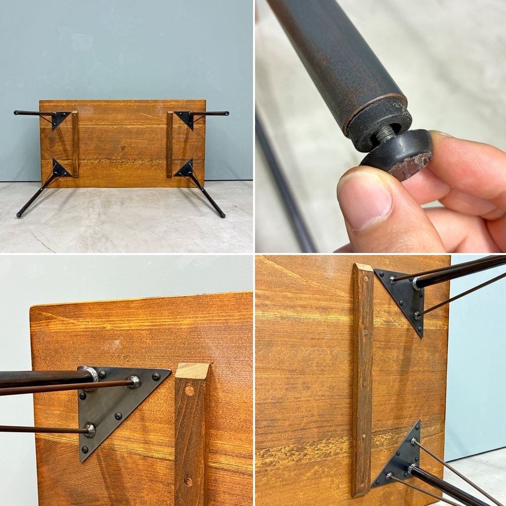 カントリーキノカ COUNTRY KINOKA 無垢集成材×アイアンレッグ LDテーブル W110cm H65cm インダストリアルデザイン オーダーメイド ◎