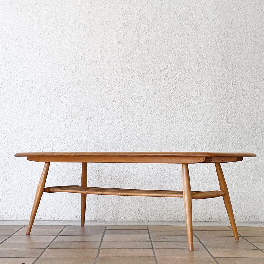 アーコール ercol 1459 ウィンザー コーヒーテーブル windsor coffee table エルム材 ブルーラベル 60's UKビンテージ vintage 英国家具 希少 ◇