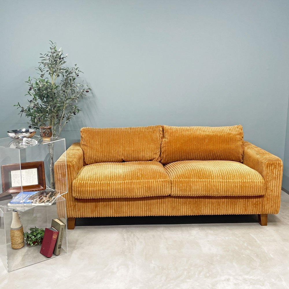 アクメファニチャー ACME Furniture ジェティ フェザー ソファ JETTY FEATHER SOFA 2シーター (L) コーデュロイ マスタード W187cm 定価￥332,200- ◎