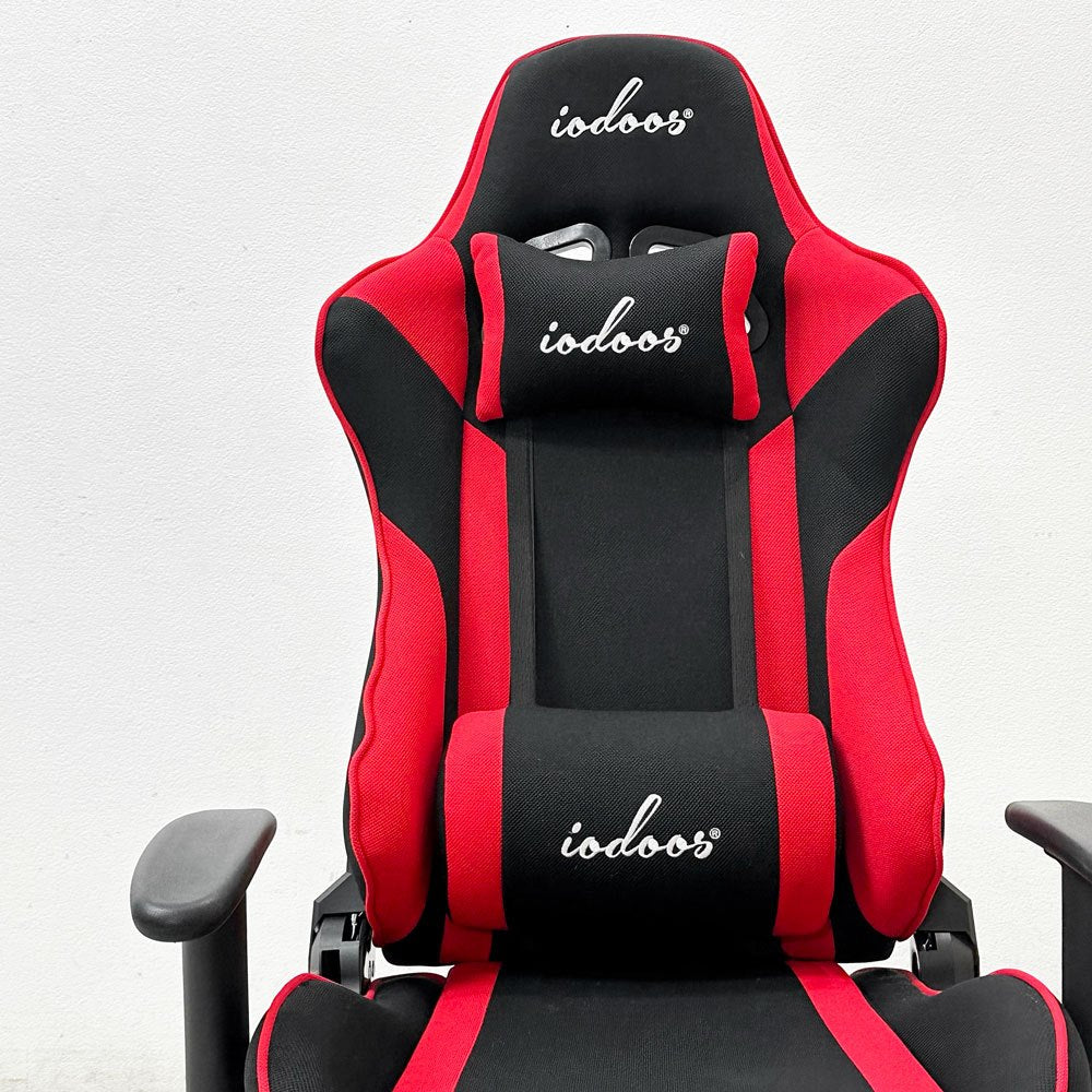 IODOOS ゲーミングチェア gaming chair デスクチェア 180度リクライニング クッション付属 レッド ●