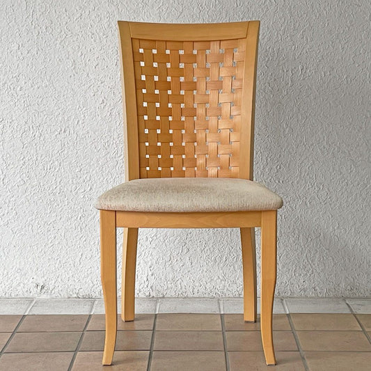 カリガリス Calligaris ダイニングチェア ハイバック ビーチ材 編み込み ファブリック ナチュラルモダン A ◇