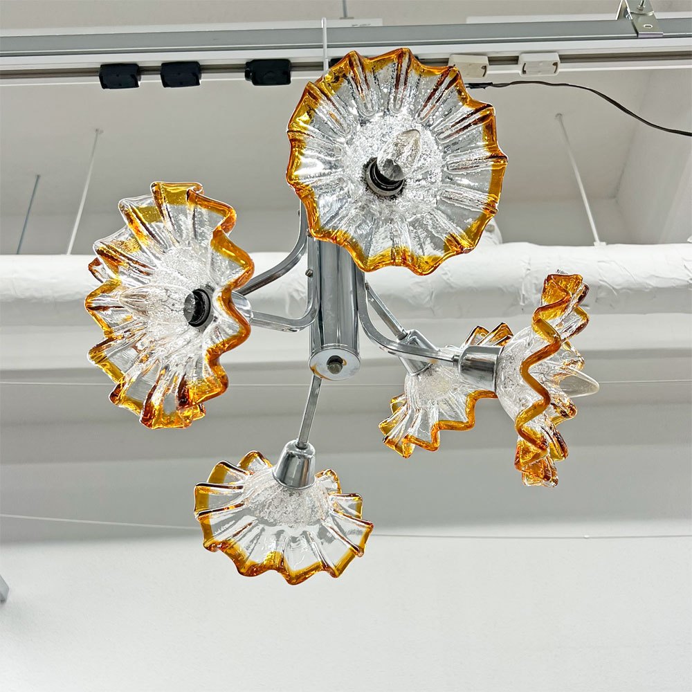 UKビンテージ ガラスシェード 6灯 ペンダントライト アンティーク フリルガラス Lioyd’s Antiques取り扱い 要電気工事 〓