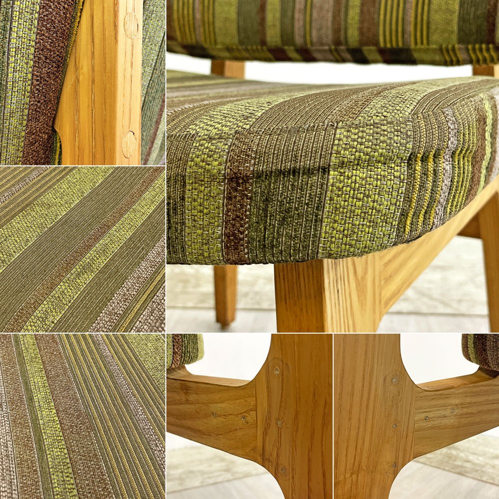 ナチュラルモダンデザイン natural modern ダイニングチェア アームレス アッシュ材 ファブリック グリーン系 北欧スタイル A ●