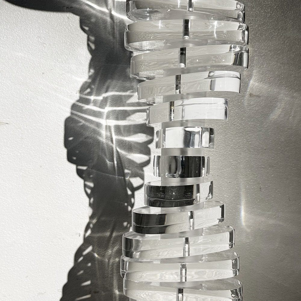 ビンテージ Vintage アクリル製 スパイラル フロアランプ スタンドライト 布シェード モダンデザイン ●