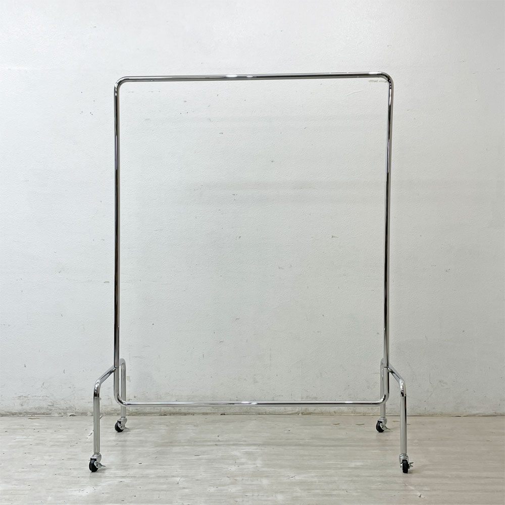 インダストリアルデザイン Industrial design スチール製 ハンガーラック W130cm U字脚 キャスター付き 店舗什器 工業系 ●