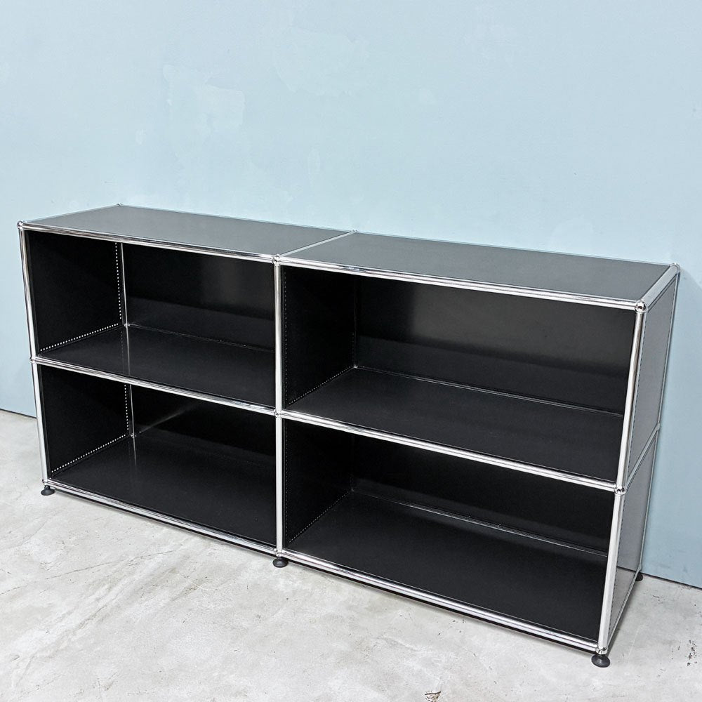 ユーエスエムハラー USM Haller モジュラーファニチャー ハラーシステム 2列2段 ブックシェルフ キャビネット グラファイトブラック ◎