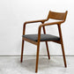 宮崎椅子製作所 ペペチェア PEPE side chair 背無垢タイプ ウォールナット ファブリック グレー系カラー フィンガージョイント 村澤一晃 参考定価￥77,440- A ●