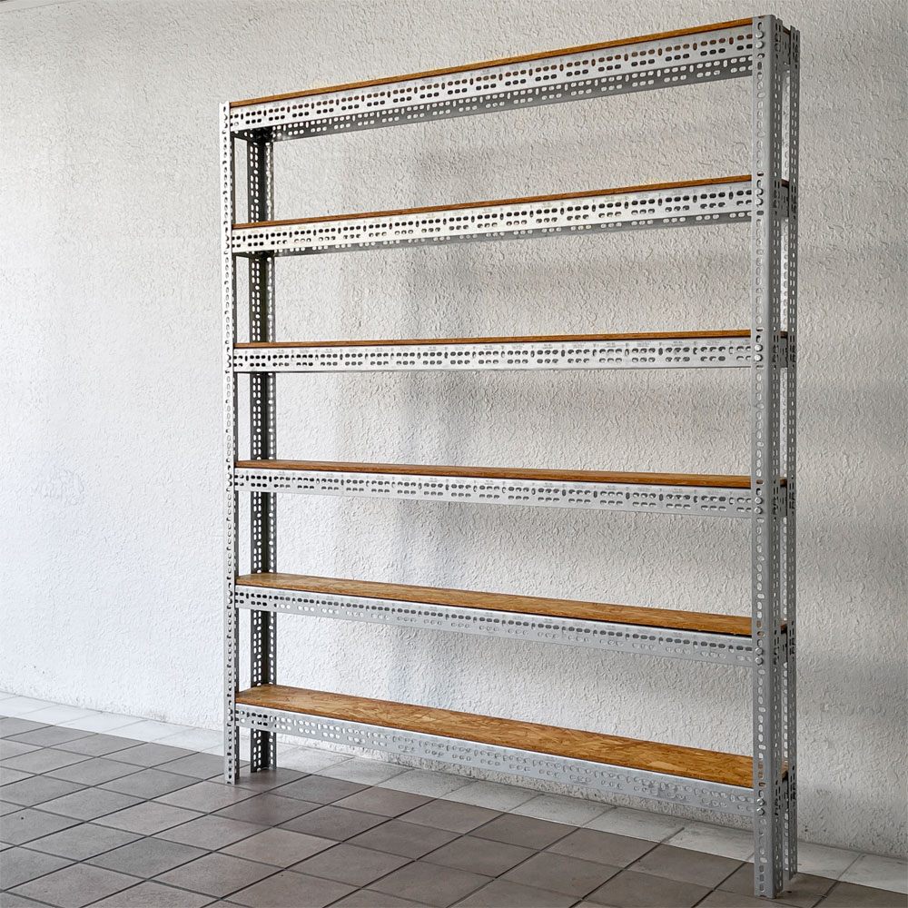 リオン LYON アングルシェルフ SLOTTED ANGLE SHELF オープンシェルフ 6段 インダストリアル P.F.S取扱い セミオーダーサイズ ◇