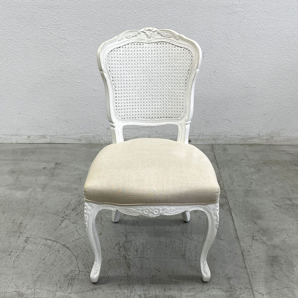 サラグレース Sarah Grace SGD デビュー ダイニングチェア DEBUT DINING CHAIR CHARM BD WHITE&NATURAL LINEN ラタンバック アンティーク風 オーク材 参考価格約55,000円A〓