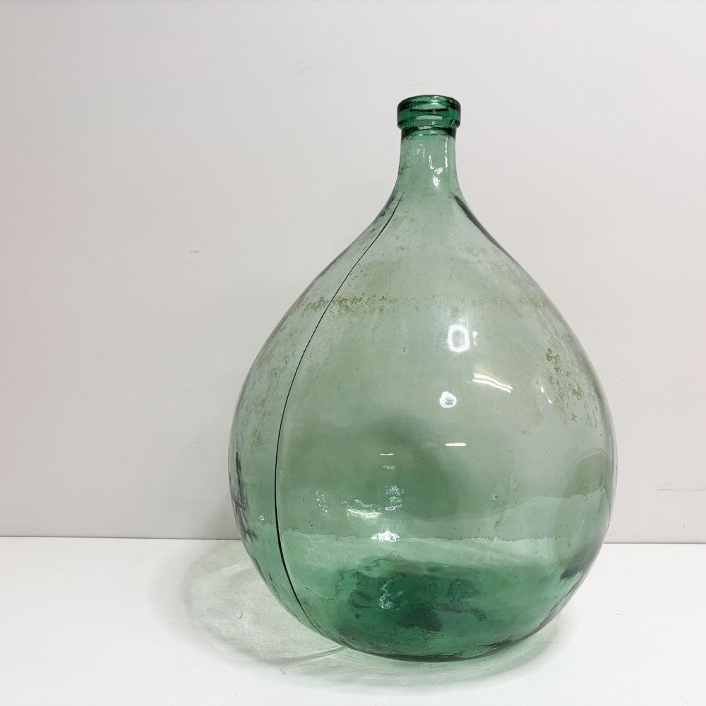 フランスビンテージ France Vintage ガラス デミジョンボトル フラワーベース 花瓶 アンティーク 高さ52cm グリーン ●