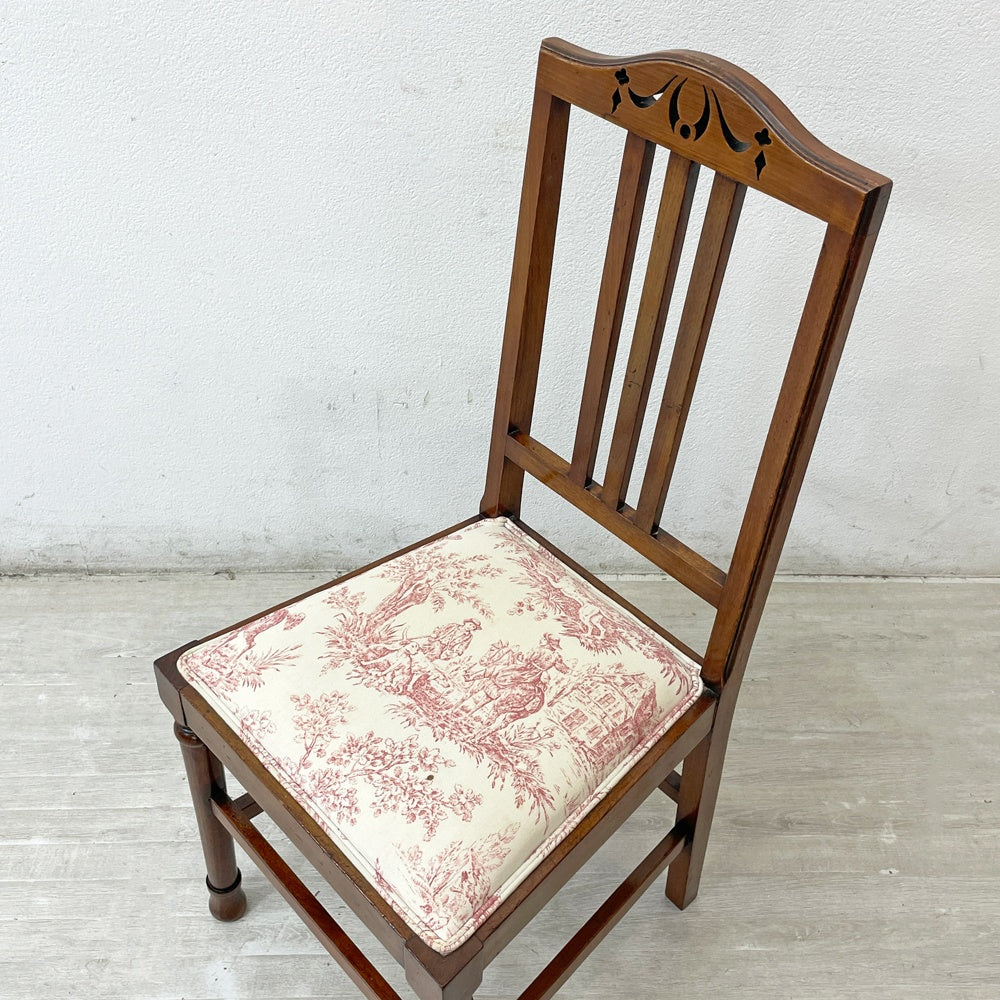 UKビンテージ UK Vintage マホガニー材 ダイニングチェア ファブリックシート クラシカル 英国家具 アンティーク ロイズアンティークス Lloyd's Antiques 購入品 B ●