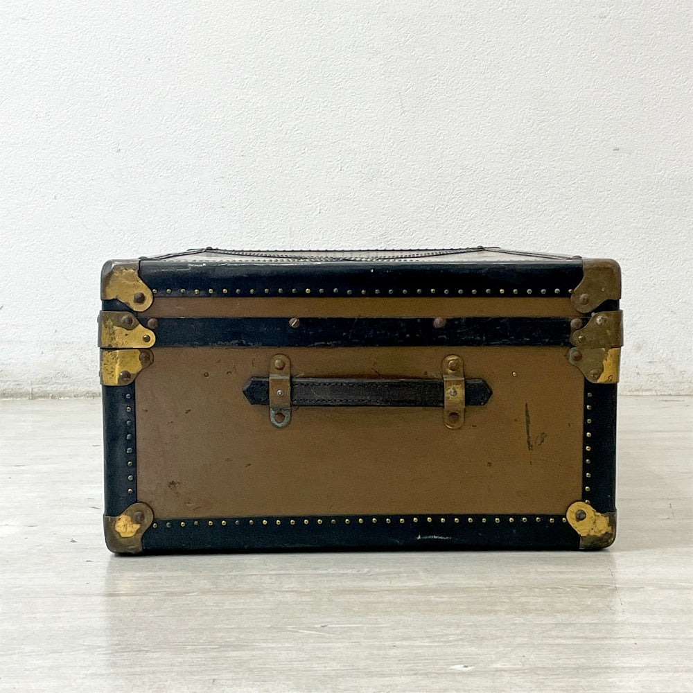 ジャパンビンテージ Japan Vintage トランクケース スタッズ レザーハンドル W79.5 鍵欠品 ●