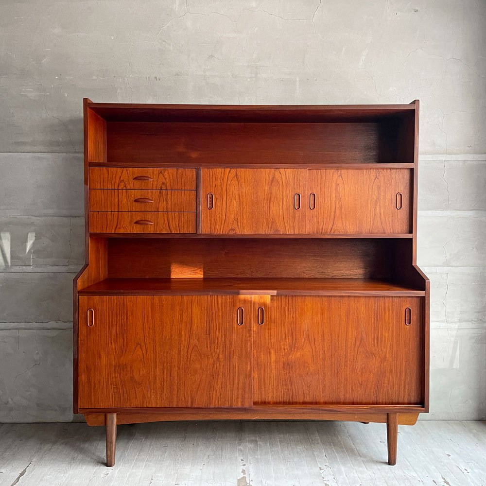 デンマークビンテージ Danish Vintage チーク材 キャビネット サイドボード ハイタイプ 4スライドドア＋3ドロワー W152cm 北欧家具 ♪