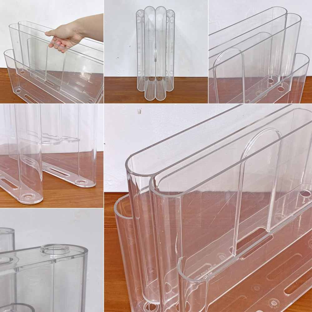 カルテル Kartell ポルタリビステ Portariviste マガジンラック 2段 4ポケット ジオット・ストッピィノ Giotto Stoppino クリア イタリア 廃番 ●