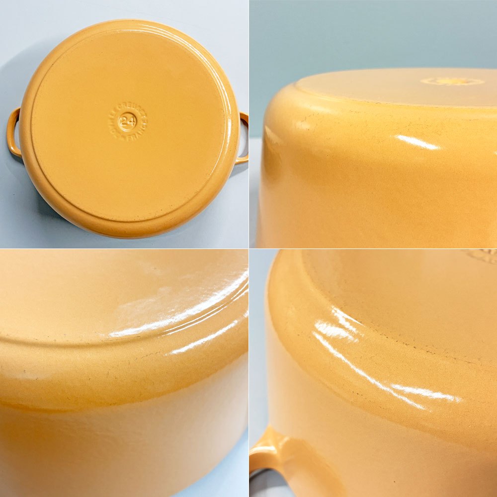 ルクルーゼ LE CREUSET ココットロンド 両手鍋 ネクター 24cm 鋳物 ホーロー フランス 4.2L 4～6人分 定価¥ 52,800- ◎