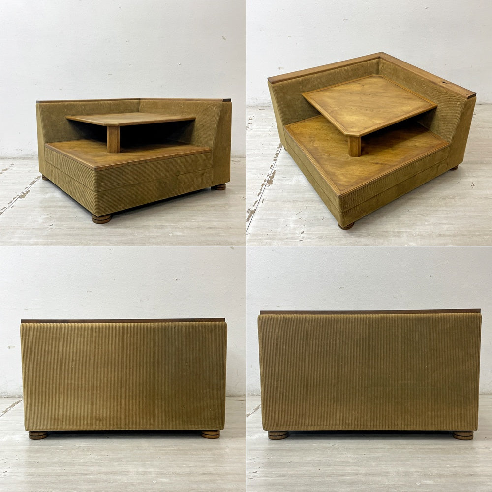 トラックファニチャー TRUCK FURNITURE HNSOFA 1Pソファ 1-SEATER+コーナーテーブル CORNER TABLEセット ナラ材 無垢材 F-21 グリーンコーデュロイ 参考価格約￥734,800- ●