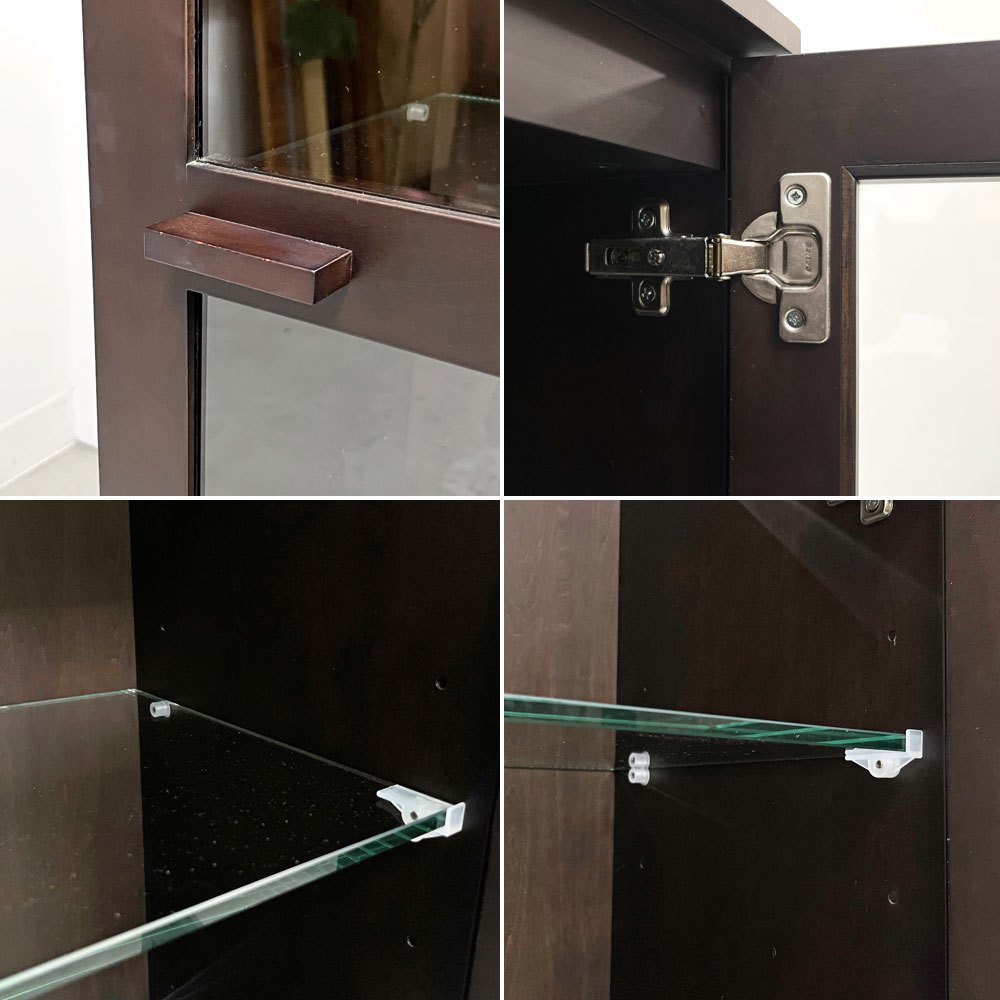 フクラ HUKLA BRT ガラスキャビネット 4段 1ドア 右開き扉 木製フレーム 照明付き モダンデザイン●