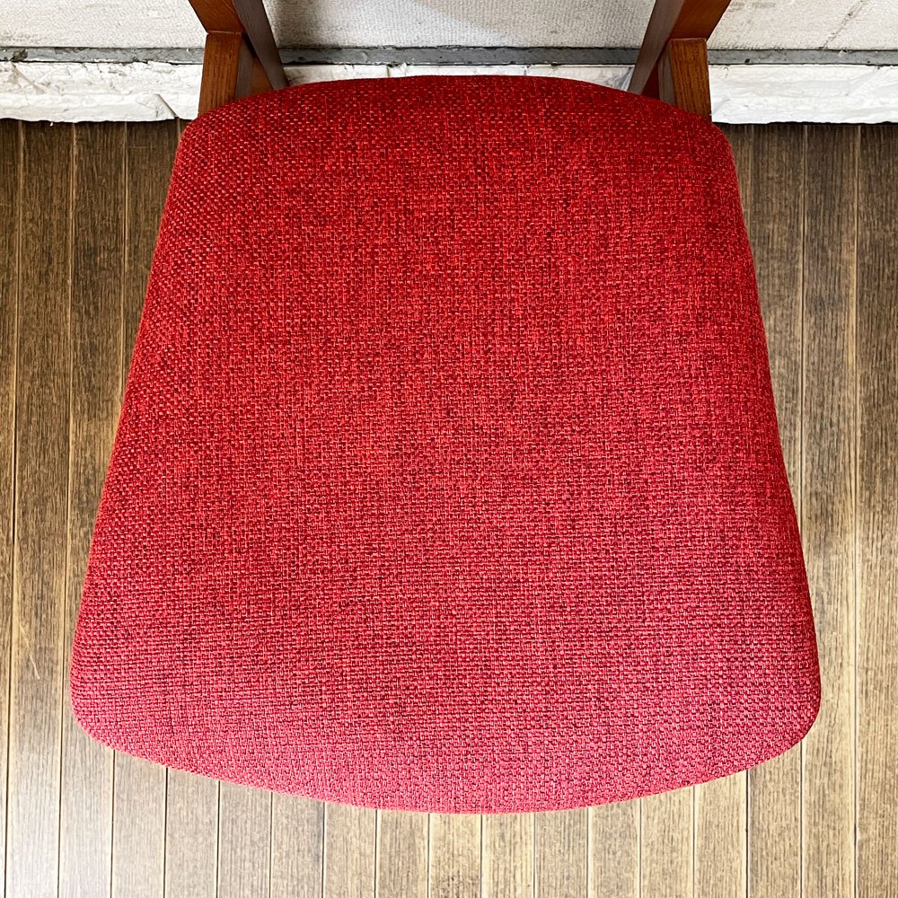 フランフラン Francfranc コムンチェア COMUN CHAIR ダイニングチェア アッシュ材 レッド ファブリックシート 北欧スタイル 廃番 ◎
